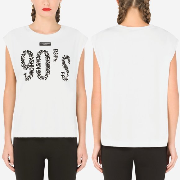 DOLCE&GABBANA White Jersey T-Shirt 90's Print - Picture 2 of 7